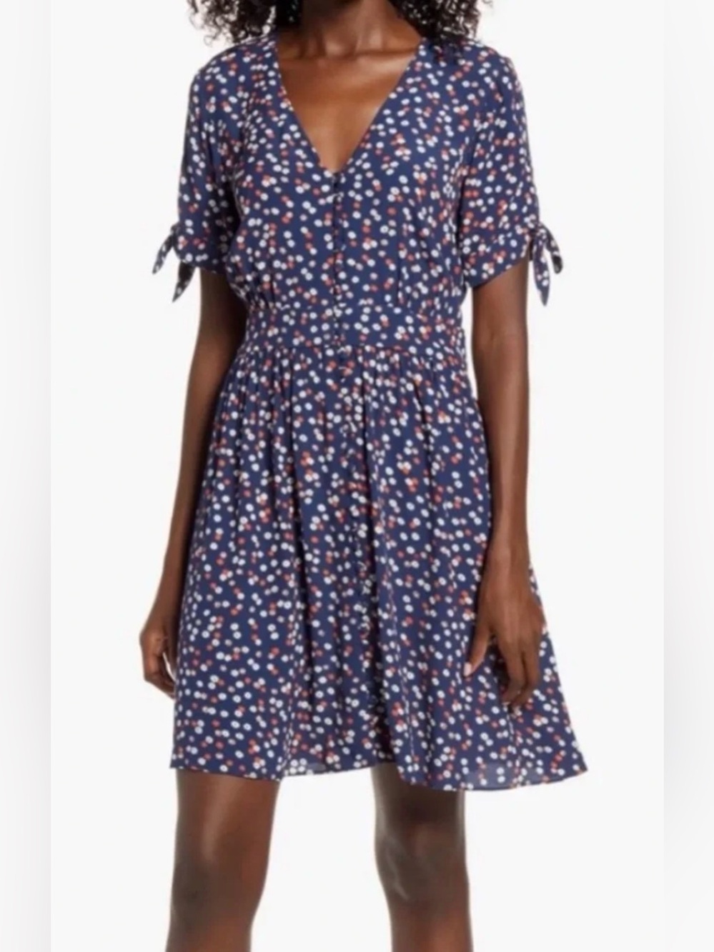 Madewell Button Front Navy Dress In Mini Daisy No Size- Roughly a 6